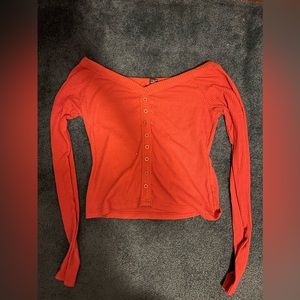 Rue 21 large orange cropped button up long sleeve